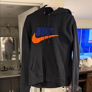 Nike Men's Black Hoodie and Joggers with Orange and Blue Logo Men’s size Large